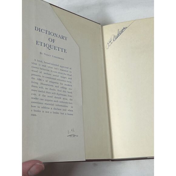 Dictionary of Etiquette by Nancy Loughridge Vintage Hardcover with Dust Jacket - Picture 3 of 6
